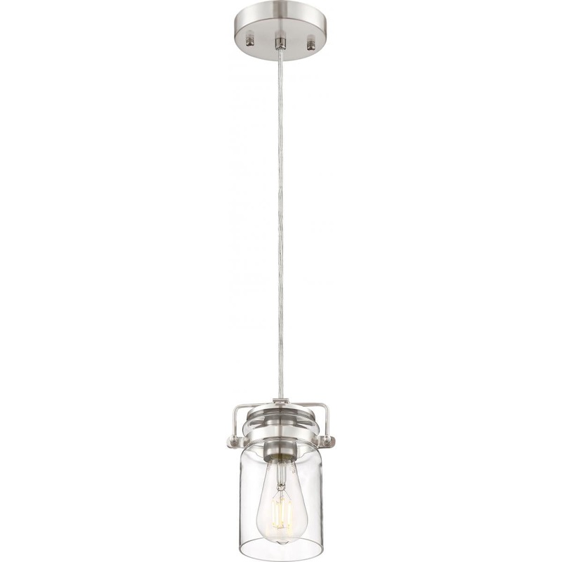Antebellum - 1 Light; Mini Pendant Fixture - Brushed Nickel Finish with Clear Glass