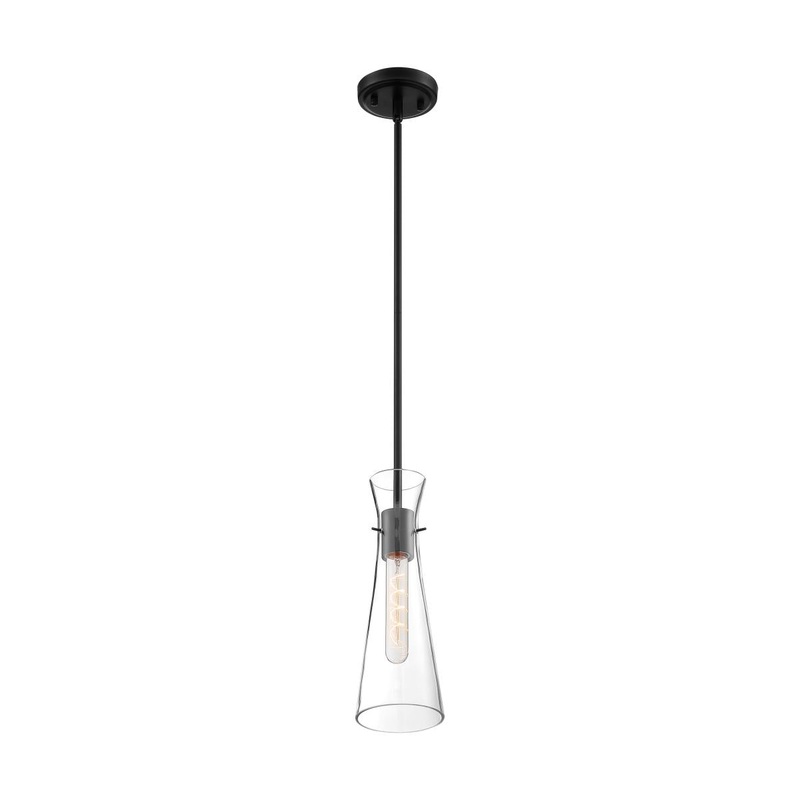 Bahari - 1 Light Mini Pendant with Clear Glass - Black Finish