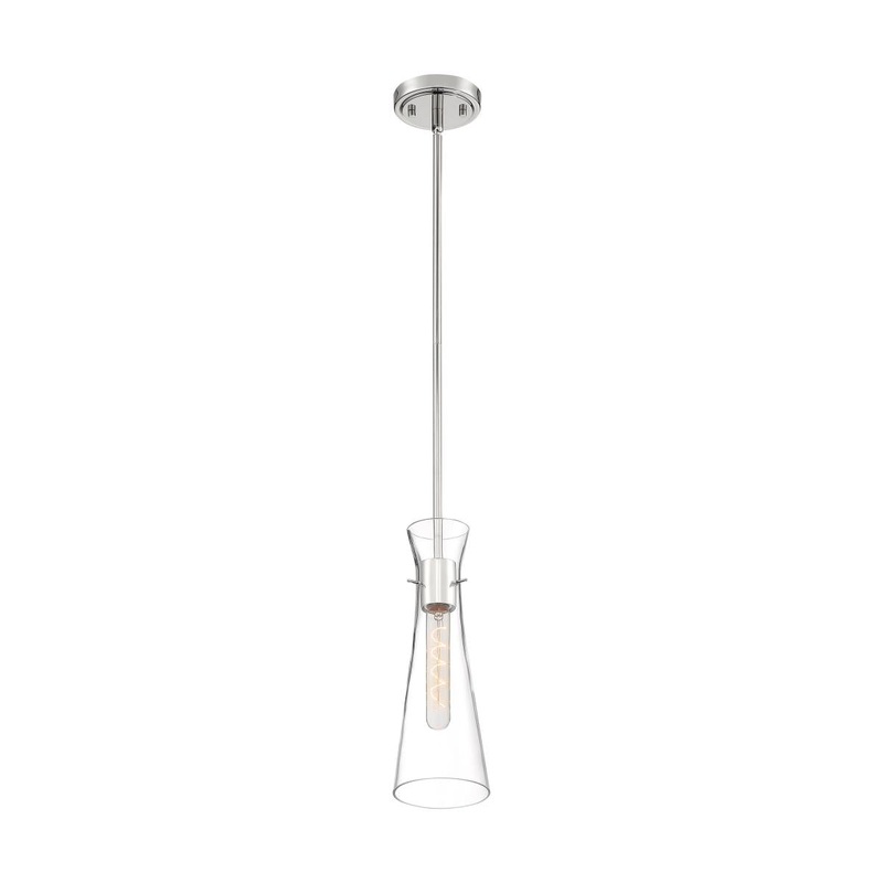 Bahari - 1 Light Mini Pendant with Clear Glass - Polished Nickel Finish