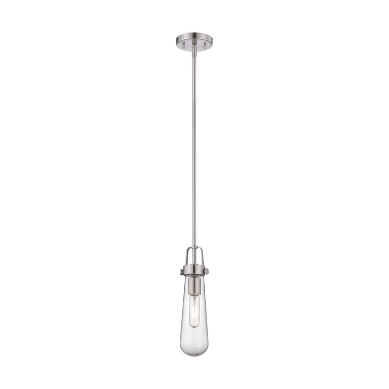 Beaker - 1 Light Mini Pendant with Clear Glass -Brushed Nickel Finish