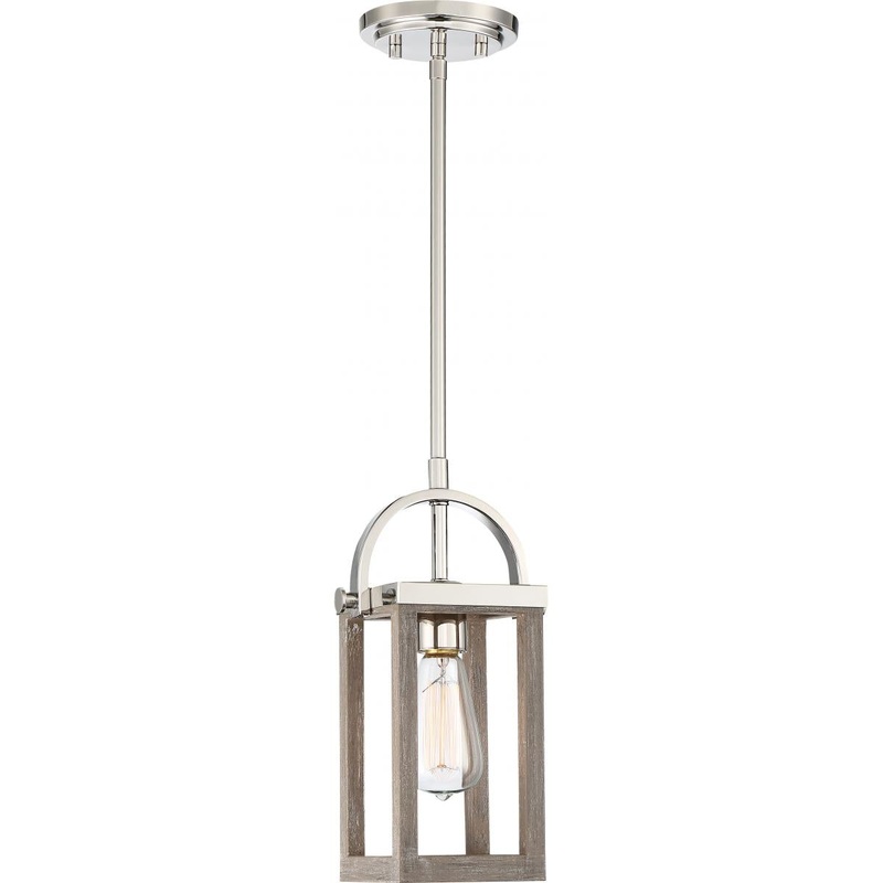 Bliss - 1 Light Mini Pendant - Driftwood Finish with Polished Nickel Accents