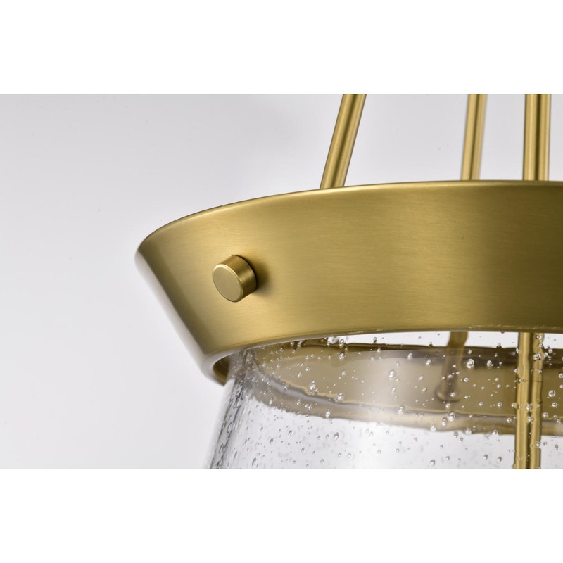 Boliver 3 Light Pendant; 14 Inches; Vintage Brass Finish; Clear Seeded Glass
