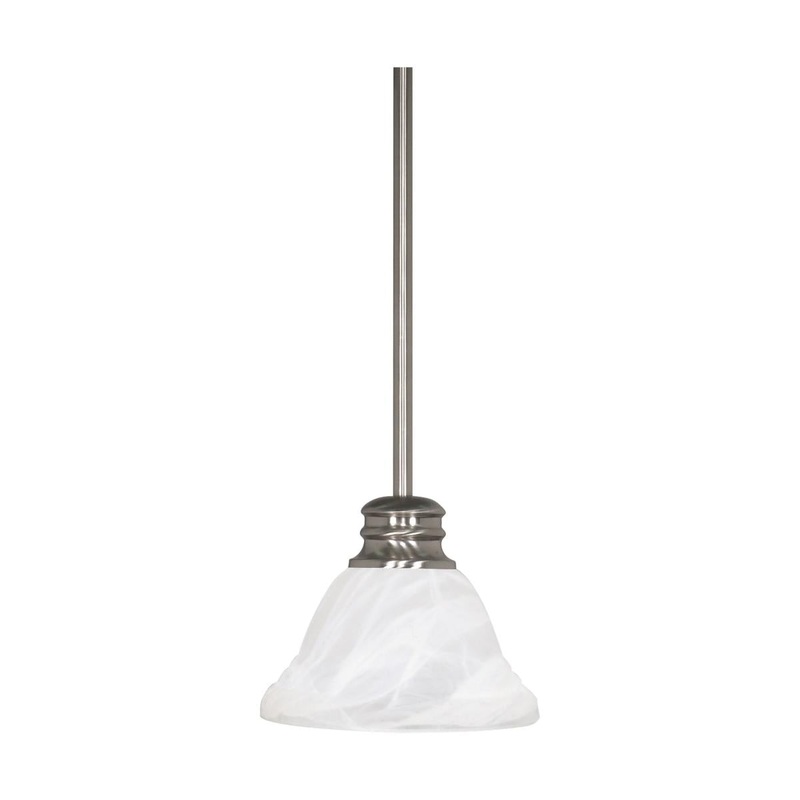 Empire - 1 Light 7" Mini Pendant with Alabaster Glass - Brushed Nickel Finish
