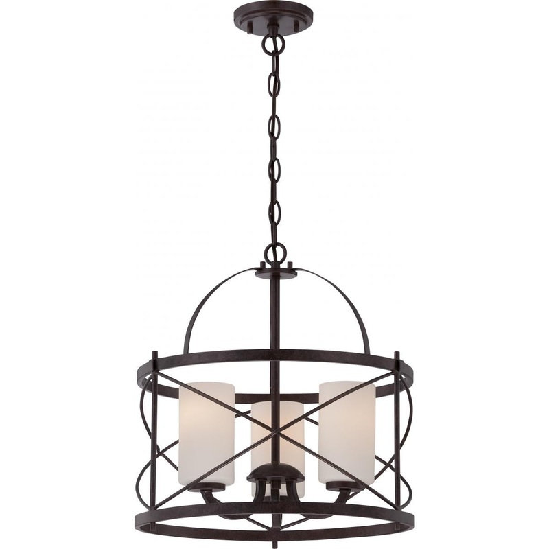 Ginger - 3 Light Pendant with Satin White Glass - Old Bronze Finish