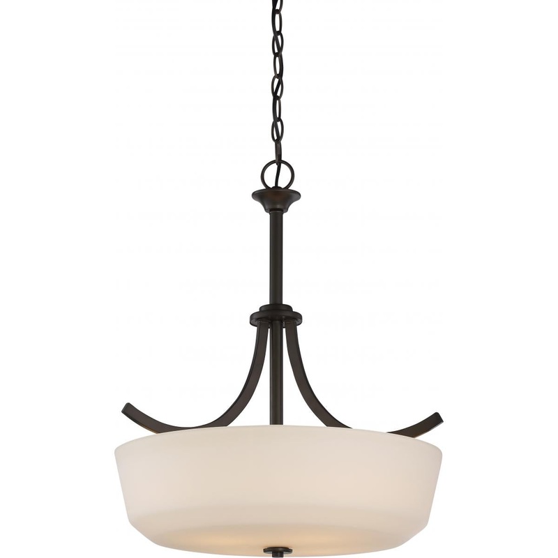 Laguna - 4 Light Pendant with White Glass - Aged Bronze Finish