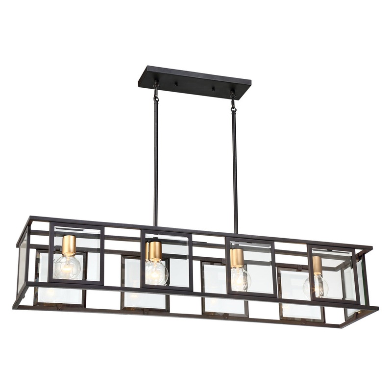 Payne - 4 Light Island Pendant with Clear Beveled Glass - Midnight Bronze Finish