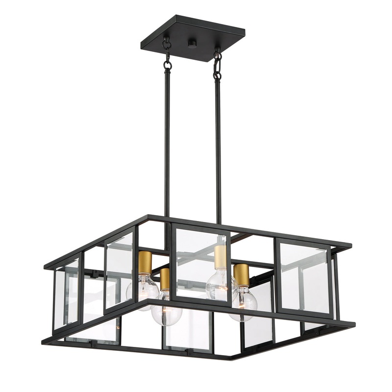 Payne - 4 Light Pendant with Clear Beveled Glass - Midnight Bronze Finish