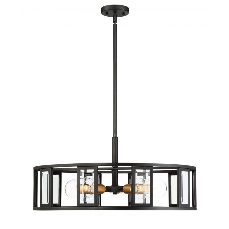 Payne - 5 Light Pendant with Clear Beveled Glass - Midnight Bronze Finish