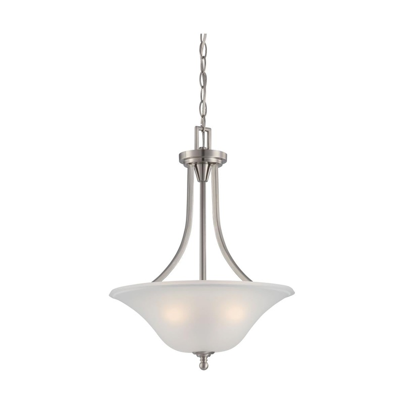 Surrey - 3 Light Pendant with Frosted Glass - Brushed Nickel Finish