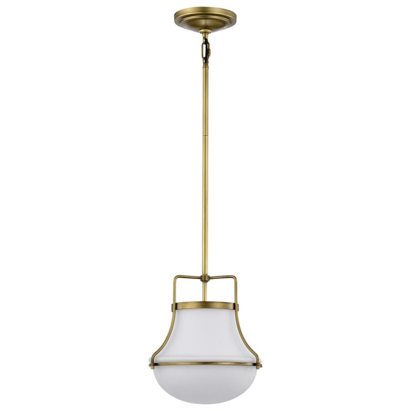 Valdora 1 Light Pendant; 10 Inches; Natural Brass Finish; White Opal Glass