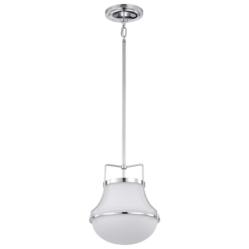 Valdora 1 Light Pendant; 10 Inches; Polished Nickel; White Opal Glass