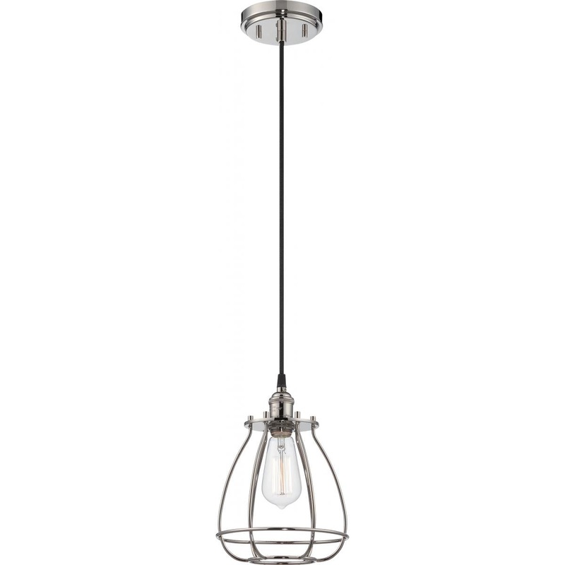 Vintage - 1 Light Caged Pendant - Polished Nickel Finish