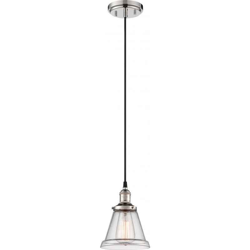 Vintage - 1 Light Pendant with Clear Glass - Polished Nickel Finish