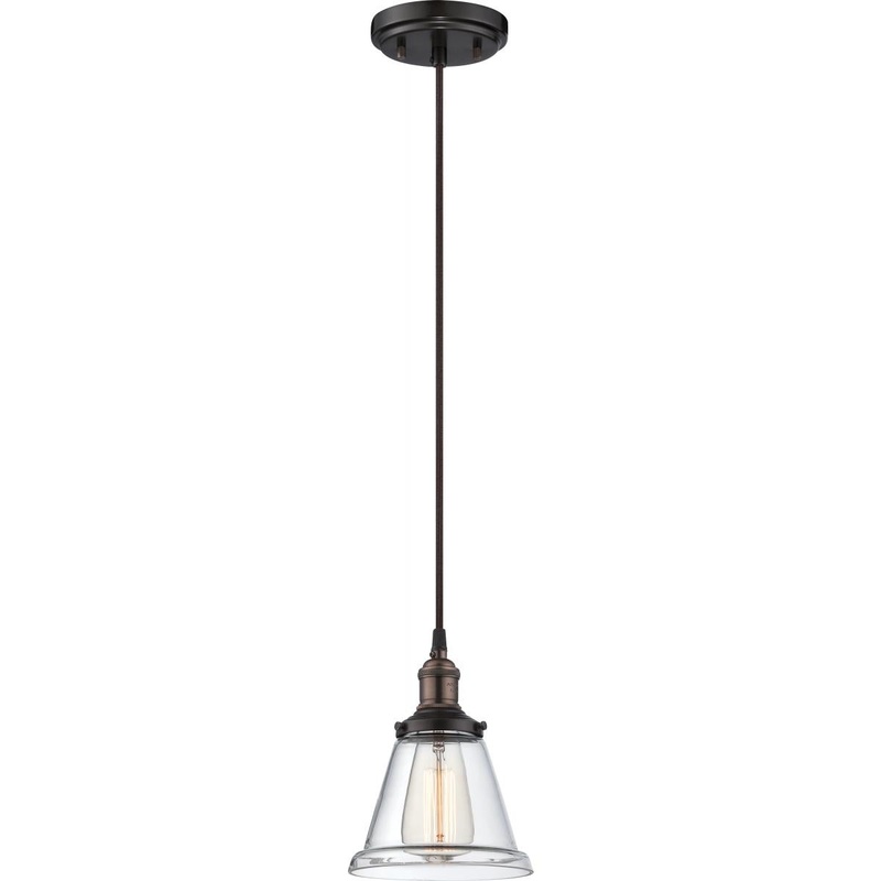 Vintage - 1 Light Pendant with Clear Glass - Rustic Bronze Finish