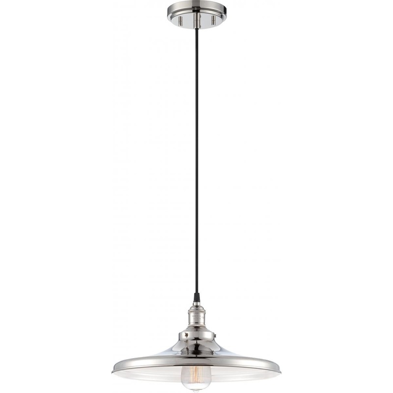 Vintage - 1 Light Pendant with Metal Shade - Polished Nickel Finish