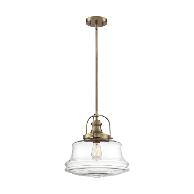 Basel - 1 Light Pendant - with Clear Glass - Burnished Brass Finish