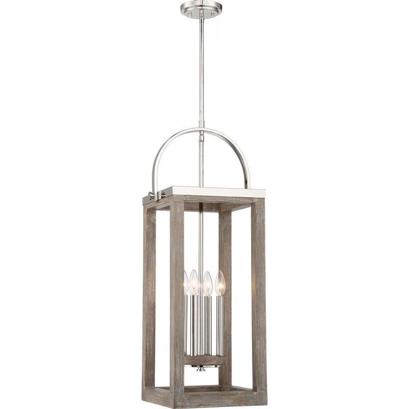 Bliss - 2 Light Pendant - Driftwood Finish with Polished Nickel Accents
