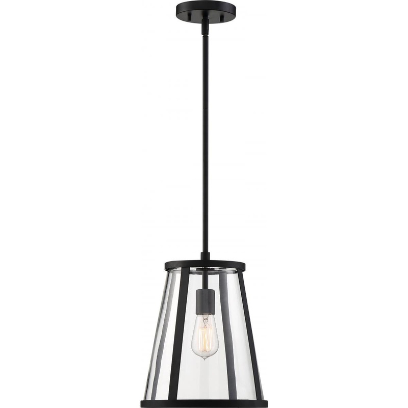Bruge - 1 Light Pendant - with Clear Glass - Matte Black Finish
