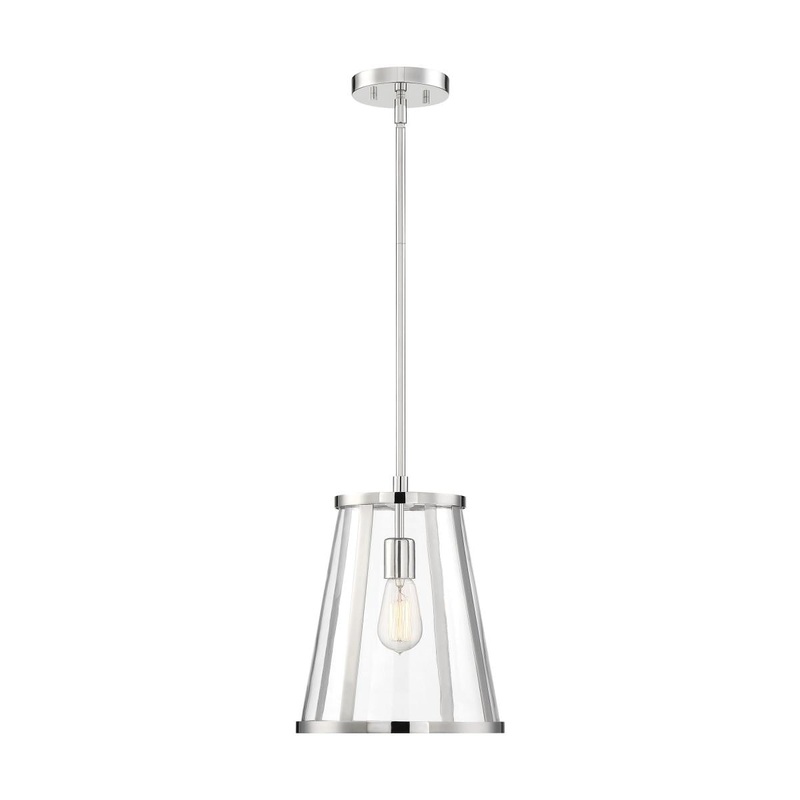 Bruge - 1 Light Pendant - with Clear Glass - Polished Nickel Finish