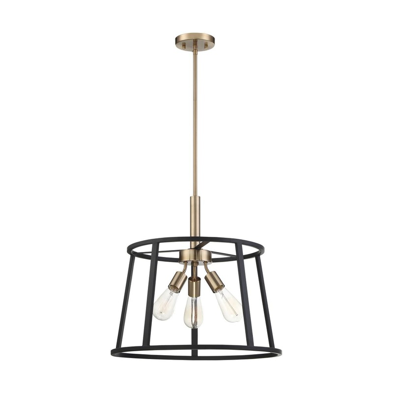 Chassis- 3 Light Pendant - Copper Brushed Brass and Matte Black Finish