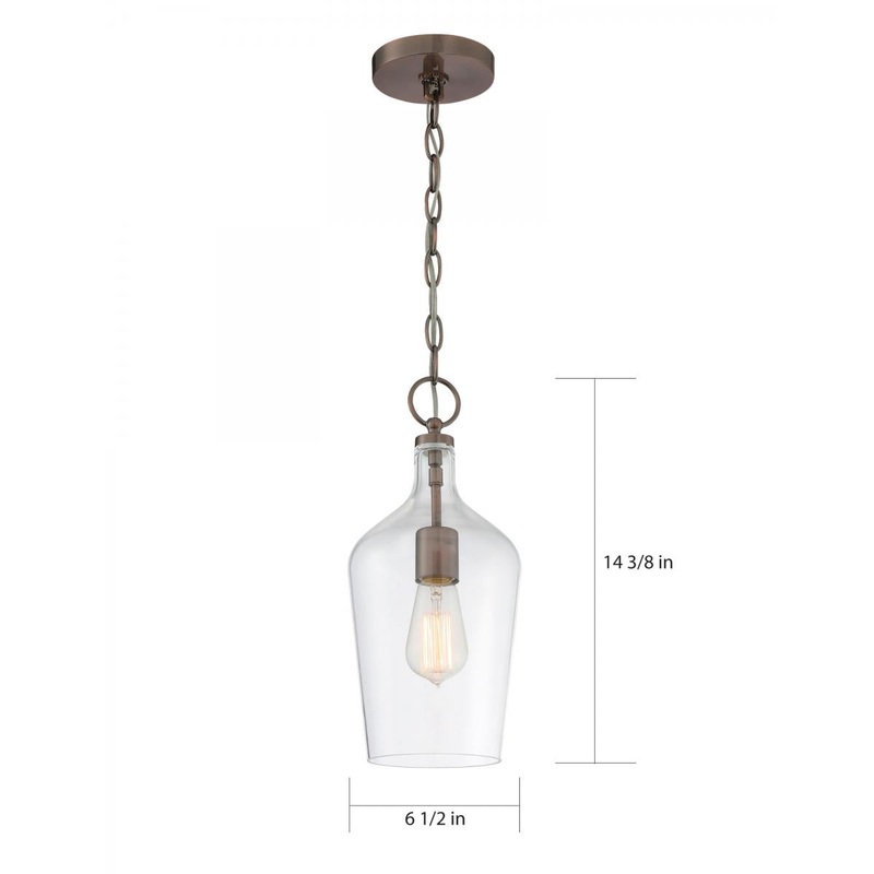 Hartley - 1 Light Pendant - with Clear Glass - Antique Copper Finish