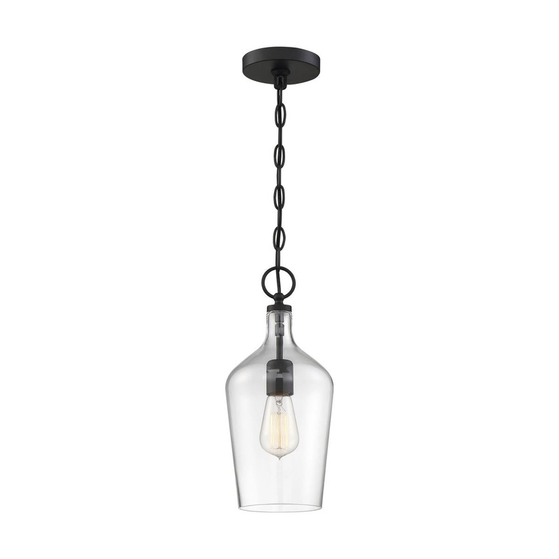 Hartley - 1 Light Pendant - with Clear Glass - Matte Black Finish