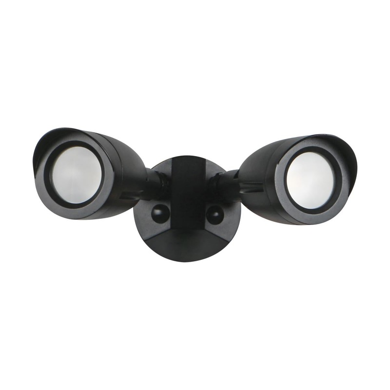 LED Security Light; Dual Head; Black Finish