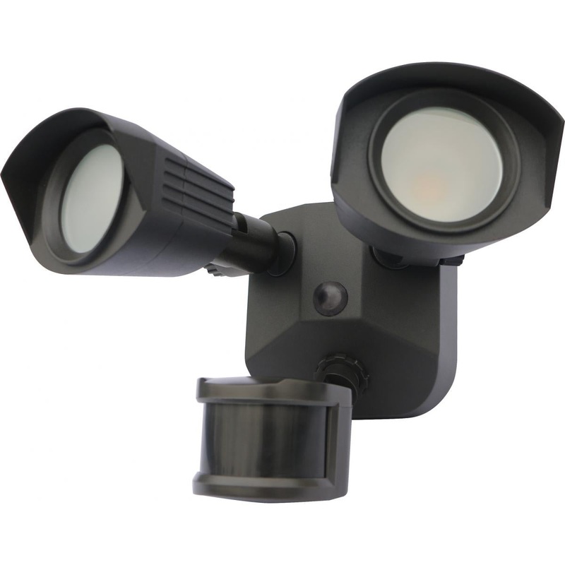 LED Security Light - Dual Head - Bronze Finish - 3000K - with Motion Sensor -