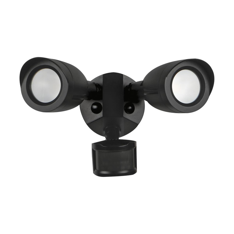 LED Security Light; Dual Head; Motion Sensor Included; Bronze Finish