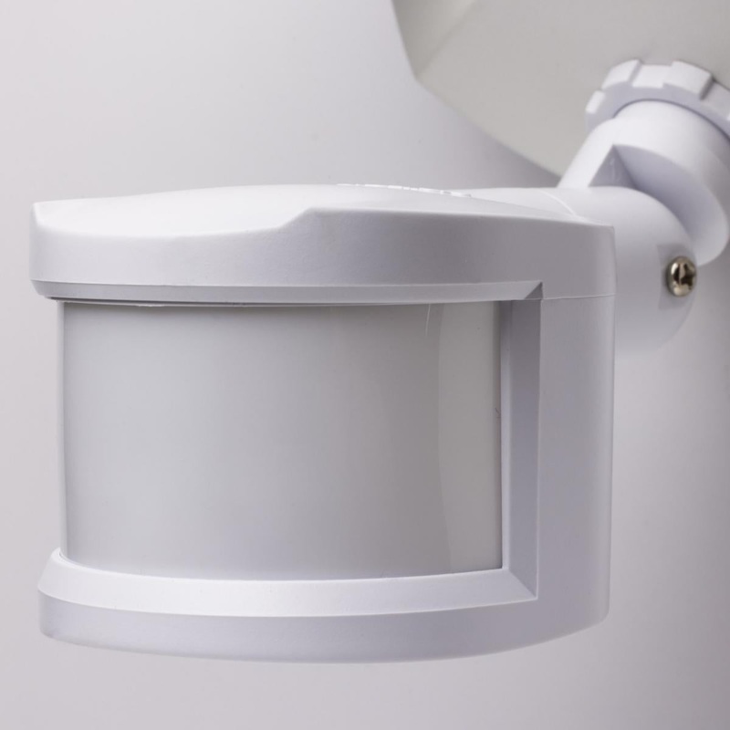 LED Security Light; Dual Head; Motion Sensor Included; White Finish