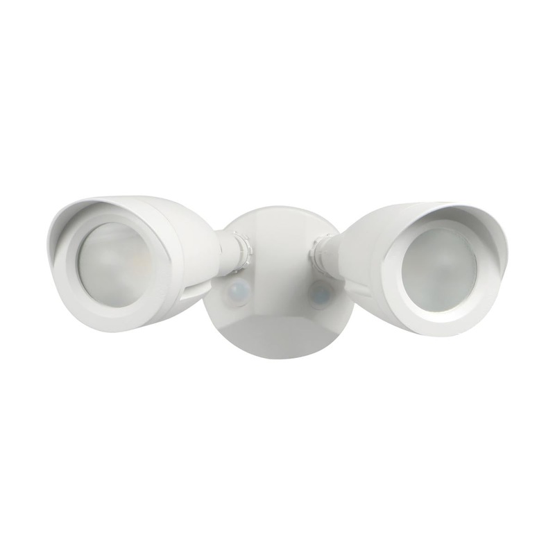LED Security Light; Dual Head; White Finish