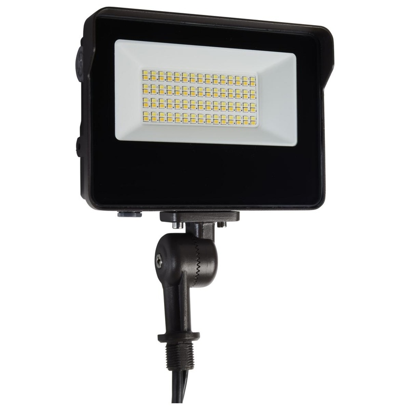 LED Tempered Glass Flood Light with Bypassable Photocell; CCT Selectable