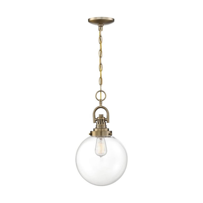 Skyloft- 1 Light Pendant - with Clear Glass - Burnished Brass Finish