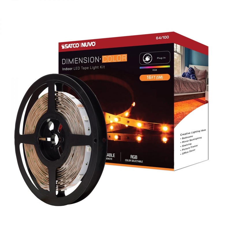 Dimension Color; Tape light strip; 16 ft.; RGB; Plug