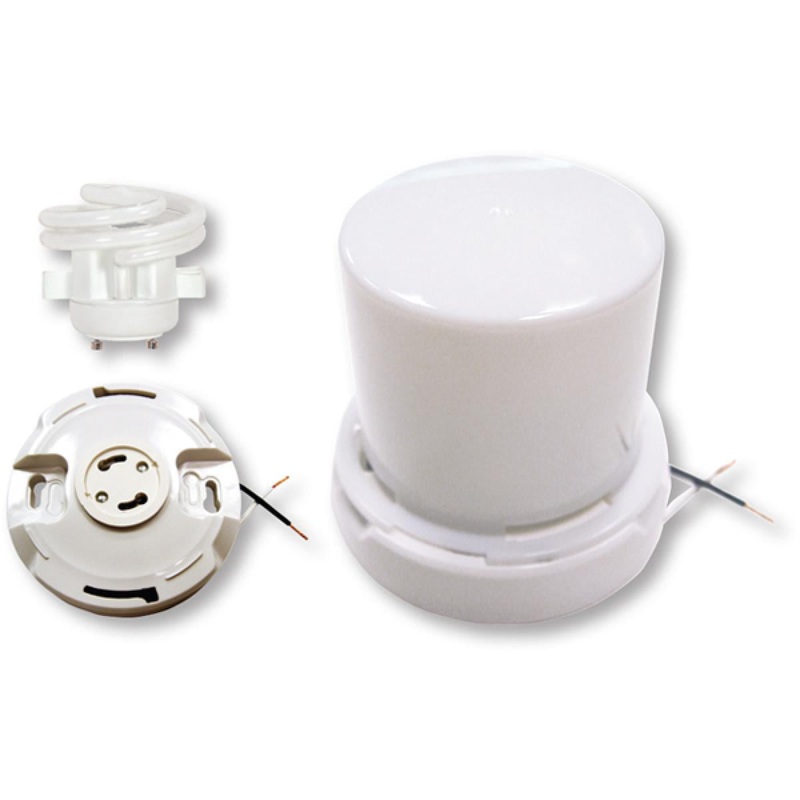 LED  GU24 Base; Squat keyless fluorescent ceiling fixture with twist-on Lexan