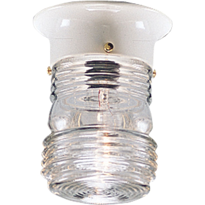 Utility Lantern One Light Outdoor Flush Mount in White