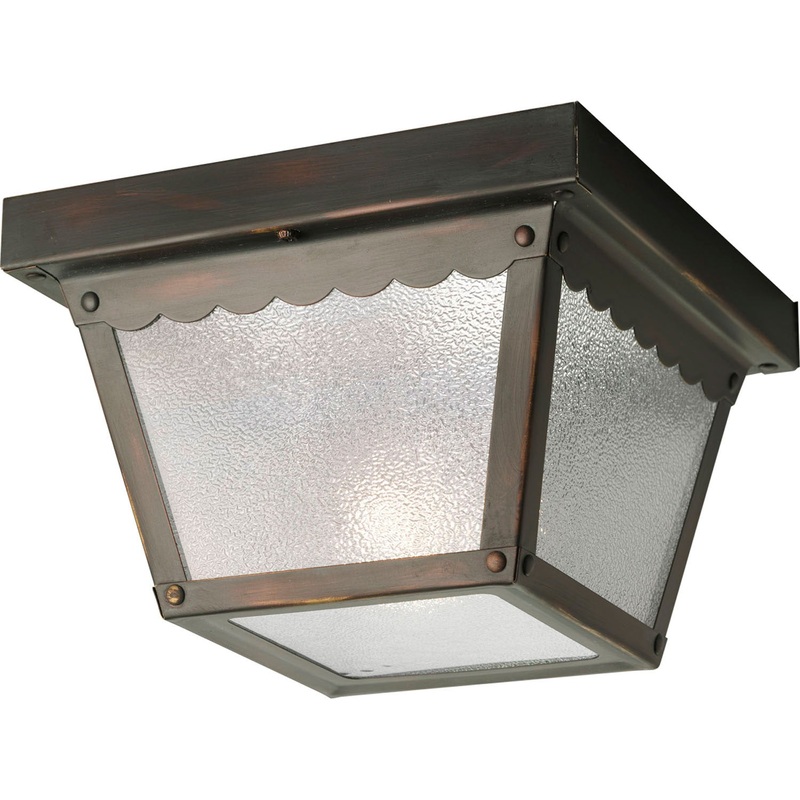 Ceiling Mount One Light Outdoor Flush Mount in Antique Bronze