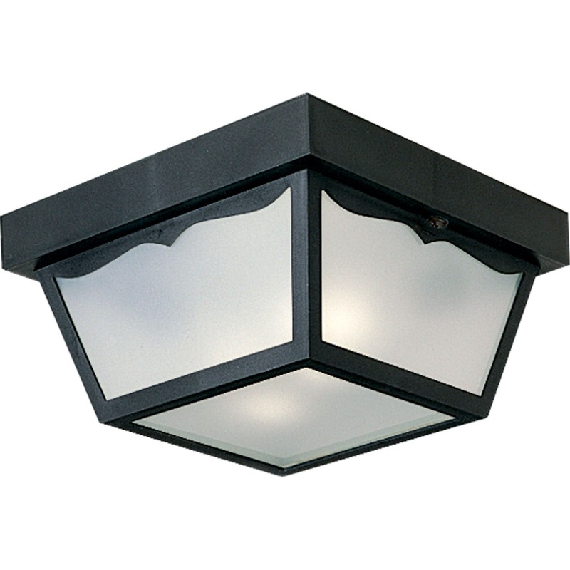 Ceiling Mount - Polycarbonate Two Light Outdoor Flush Mount in Black