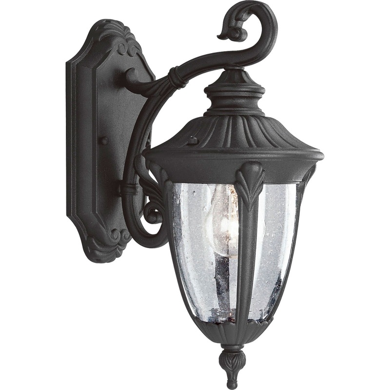 Meridian One Light Wall Lantern in Textured Black