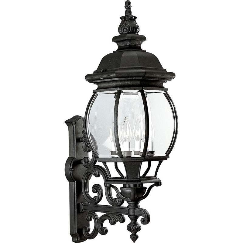 Onion Lantern Four Light Wall Lantern in Textured Black
