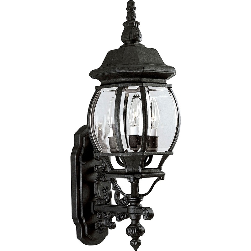 Onion Lantern Three Light Large Wall Lantern in Textured Black